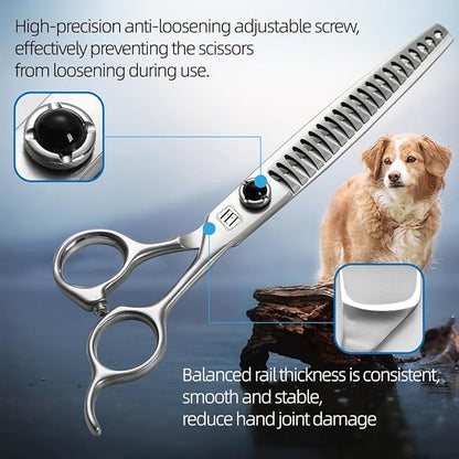 Dog Grooming Scissors: 7 inch Pet Chunker Shears Made Of Japanese 9CR Advanced Stainless Steel Professional Grooming Scissors for Dogs Cats and Other Pets