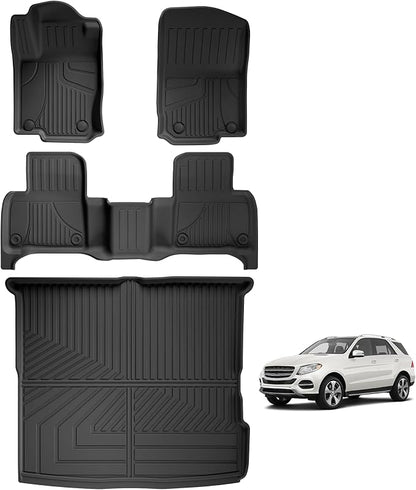 Floor Mats & Cargo Liner Fit for Mercedes Benz GLE 2016-2019 | ML Class 2012-2015 350/400 /63 AMG S, All Weather TPE Floor Liners Custom Fit GLE & ML Car Mats, Black