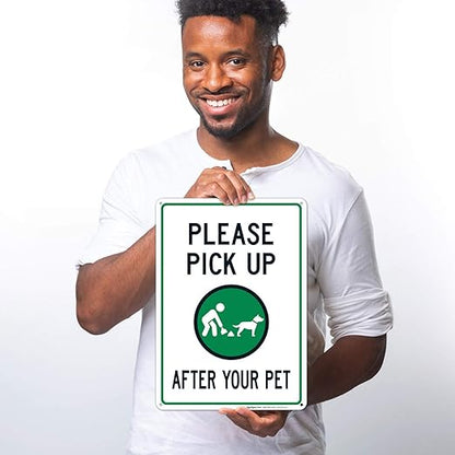Clean Up After Your Dog Sign, Please Pick Up After Your Pet Sign, 10x14 Inches, 55 mil Thick HDPS (high Density polystyrene), Made in USA