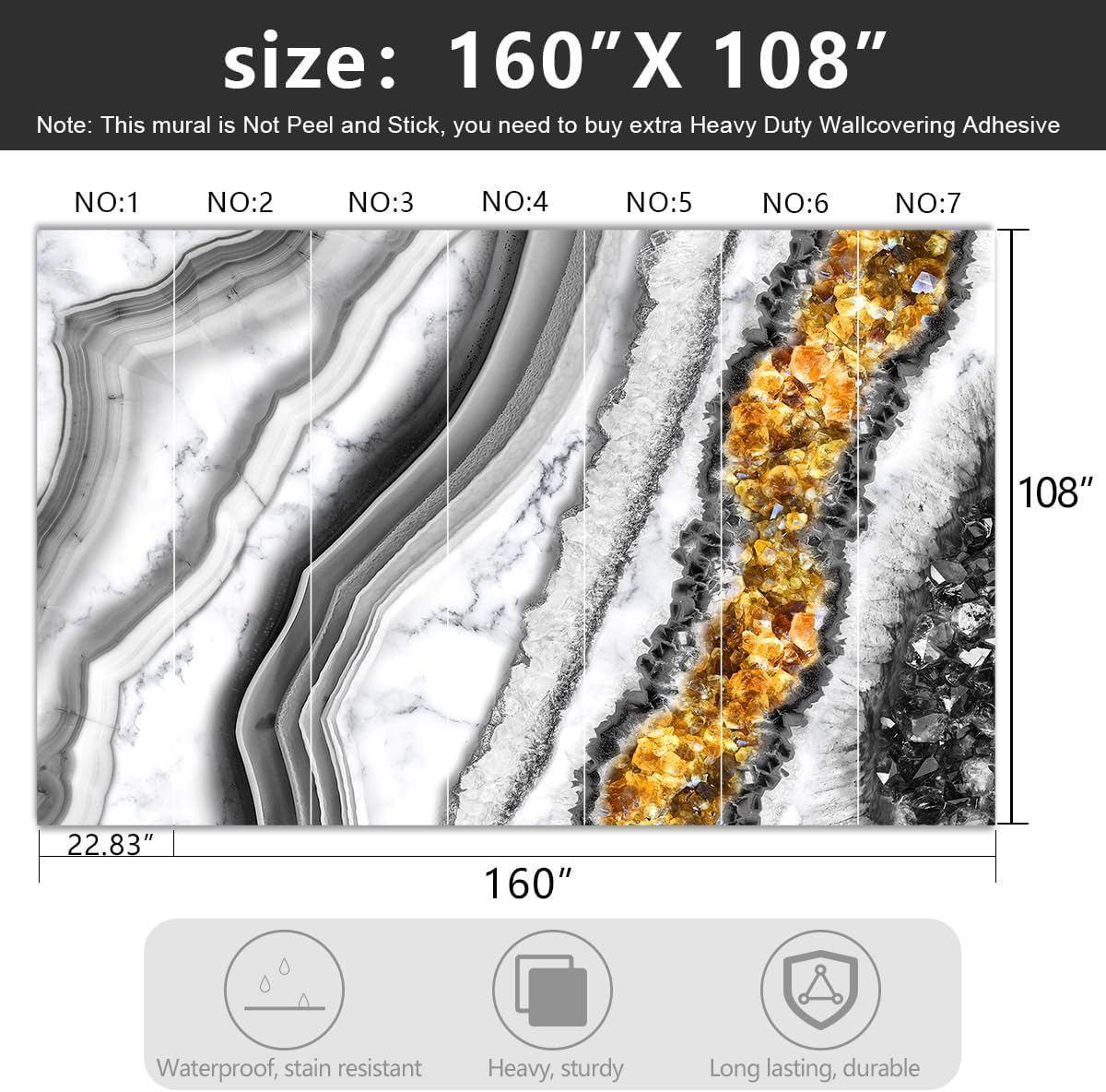 -Black and Gold Marbled Fabric Wallpaper Living Room Abstract Art Bedroom Bathroom Large Wall Mural- 160"x108"（ not Peel and Stick）