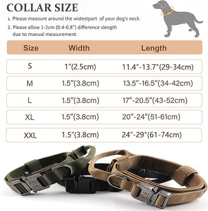 Tactical Dog Collar, Adjustable Military Training Nylon Dog Collar with Control Handle and Heavy Quick-Release Metal Buckle for Small Medium Large Dogs, Blue XXL