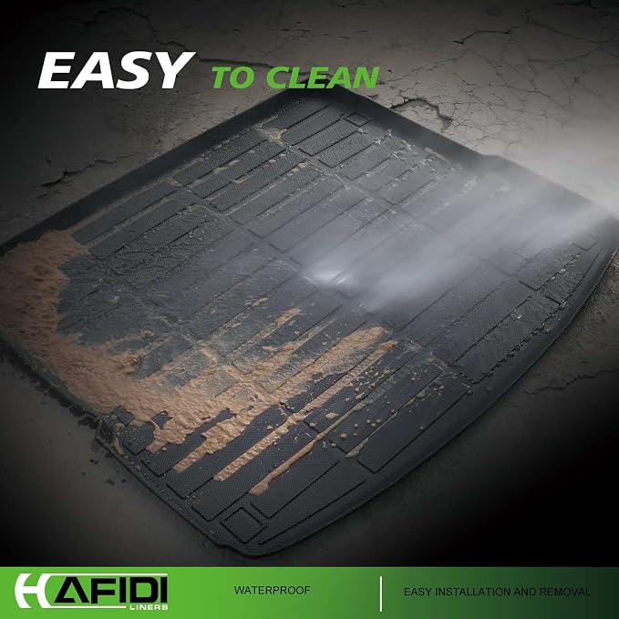 HAFIDI® All Weather Floor Mats & Cargo Liner Set Fit for 2007-2014 Chevy Tahoe 8 Seats (Not for Hybrid) & GMC Yukon Car Floor Liners for Tahoe TPE Full Set Custom Accessories - Black