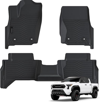 Auxko All Weather Floor Mats for Toyota Tacoma Double Cab 2024-2026 SR SR5 TRD Limted (Gas Only not Hybrid) TPE Liner Accessories Odorless Anti-Slip Interior Mat for 4th Gen Tacoma 4 Door Black