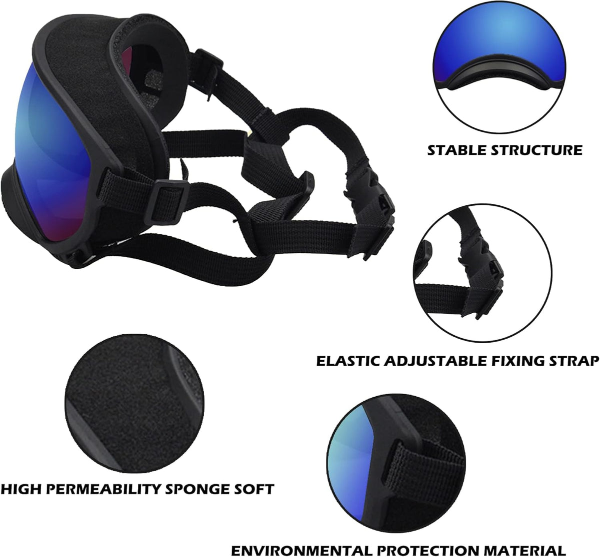 Large Dog Sunglasses with Adjustable Strap UV Protection, Winproof Dog Puppy Sunglasses, Suitable for Medium-Large Dog Pet Glasses, Dogs Eyes Protection(Colorful)