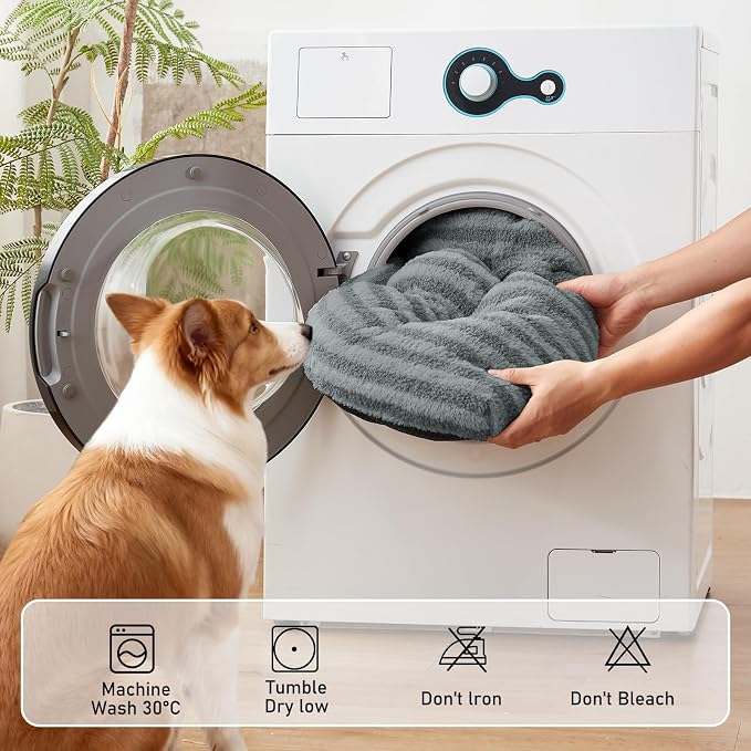 FURTIME Washable XL Dog Bed for Extra Large Dogs, Deluxe Dog Crate Beds | Comfy Fluffy Kennel Pad Anti-Slip Pet Sleeping Mat, Machine Washable Dogs Pillow, 44"x32"x4", Gray