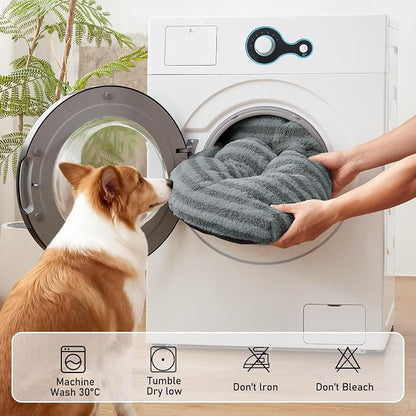 FURTIME Washable XL Dog Bed for Extra Large Dogs, Deluxe Dog Crate Beds | Comfy Fluffy Kennel Pad Anti-Slip Pet Sleeping Mat, Machine Washable Dogs Pillow, 44"x32"x4", Gray