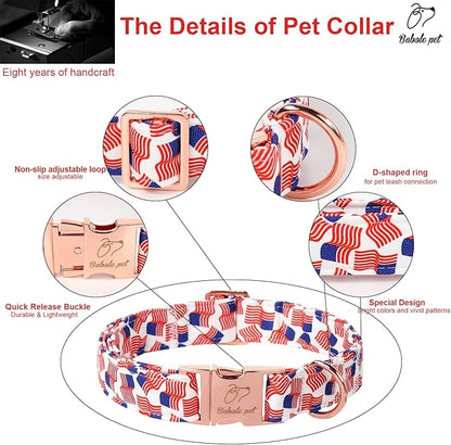 American Flag Dog Collar - 4th of July Dog Dog Collars for Puppy & Tiny Dogs, Adjustable Independence Day Metal Buckle Patriotic Dog Collar XS