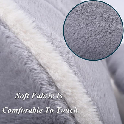 Cat Bed for Indoor Cats - Cat Cave Bed Cat House Cat Tent with Removable Washable Cushioned Pillow, Soft and Self Warming Kitten beds, Pet Bed（Large Grey）