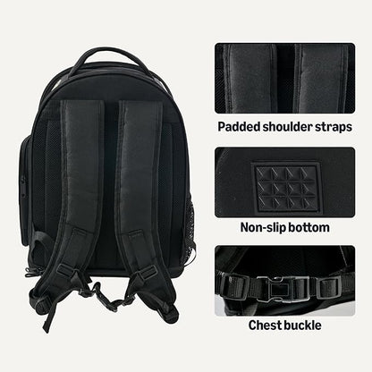 Amazon Basics Pet Carrier Backpack for Small Cats & Dogs, Collapsible Travel Carrier with Bubble Window & Breathable Mesh, Foldable for Travel, Black