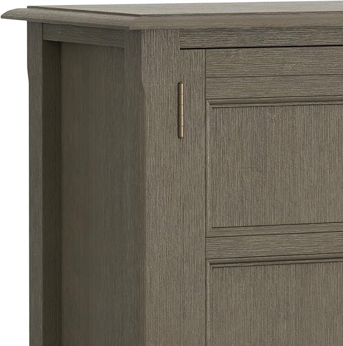 SIMPLIHOME Burlington SOLID WOOD 30 inch Wide Transitional Low Storage Cabinet in Farmhouse Grey for the Living Room, Entryway and Family Room