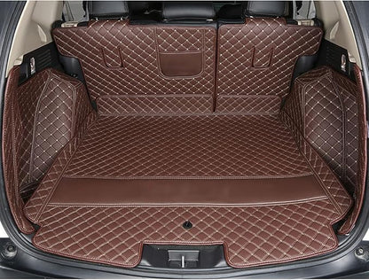 Car Trunk Mat Compatible with BMW X5 2014-2018 7 Seat- All Weather & Season, Large Coverage, Cargo Liner Trunk Replacement (Coffee