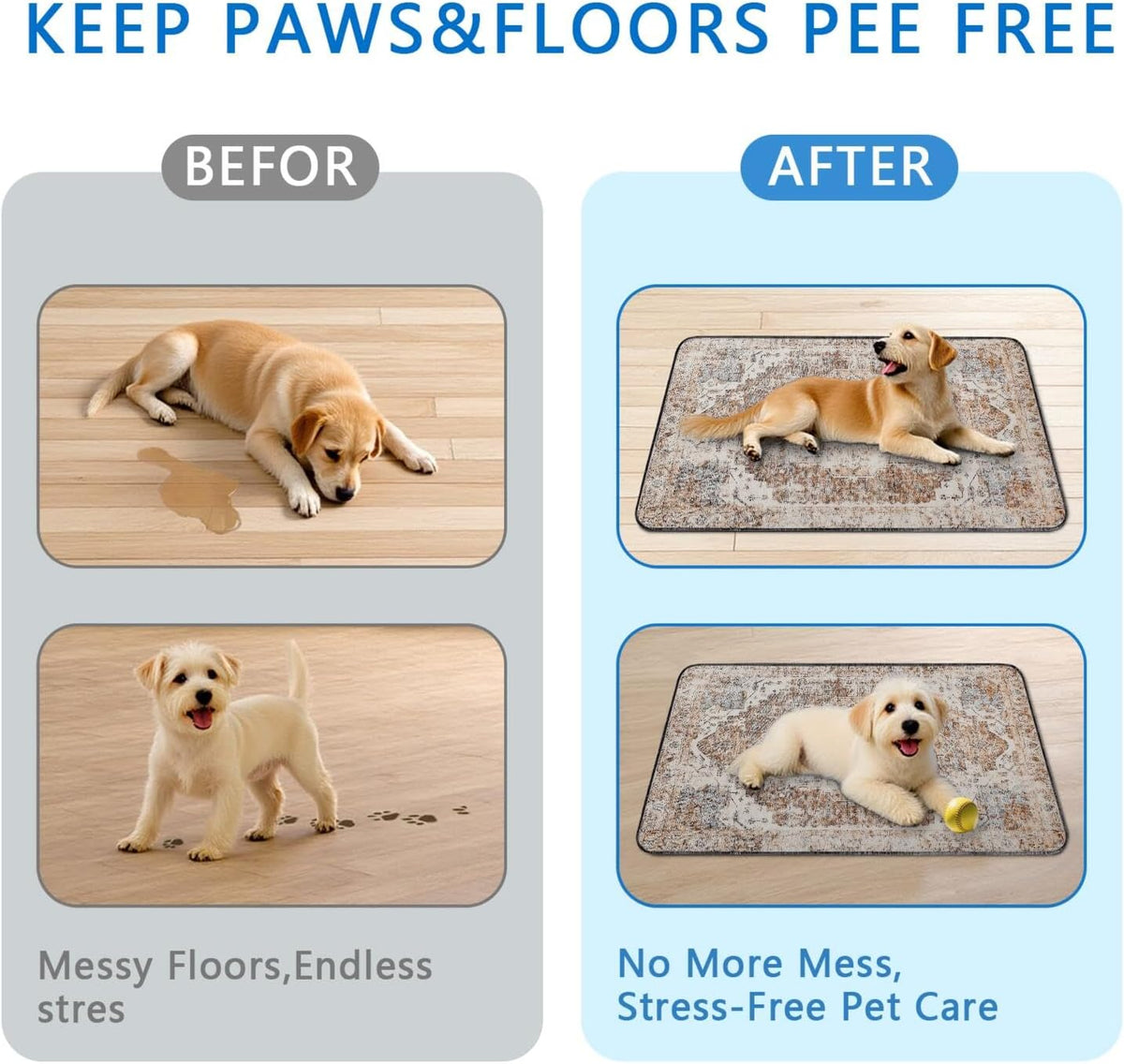Washable Pee Pads for Dogs 2 Pack, Absorbent Reusable Puppy Pads Waterproof, Leakproof & Non-Slip Whelping Pad, Potty Training Pads for Dogs Playpen Mat 24x36