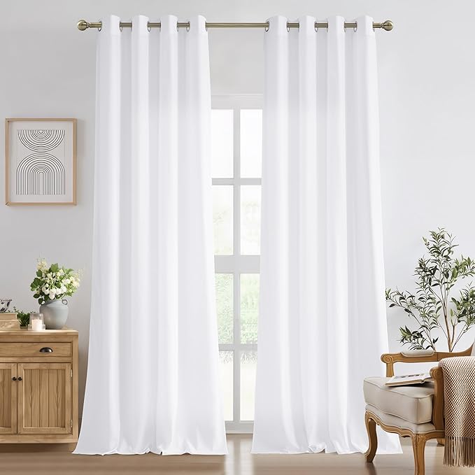 NICETOWN Non-See-Through Pure White Privacy Sheer Curtains 96 inches Long 2 Panels, 52" Wide Grommet Window Curtains Drapes for Living Room Bedroom- Home Decoration Light Filtering Elegant Drapes