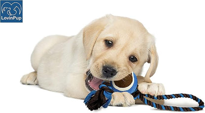 Dog Rope Toy with Tennis Ball, Nylon Rope with Balls, Fun Tug of War Toy for Dogs, Tough Dog Toy for Aggressive Chewers, Eskimo, Terrier, Beagle & More (3 Set Rope Dog Toy Blue Ball)
