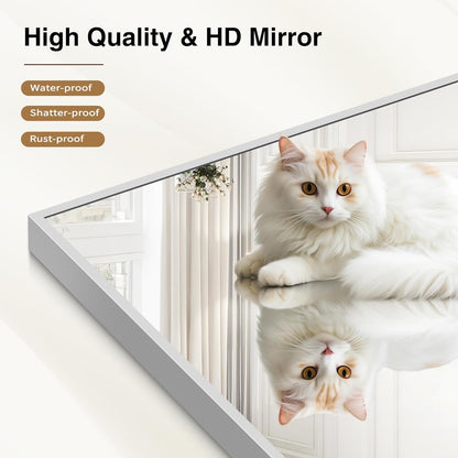 Silver Bathroom Mirror for Wall, 30x30 Inch Rectangle Mirrors with Metal Frame, Modern Vanity Wall Mirror Decor for Bathroom Living Room, Entryway Hangs Horizontal or Vertical