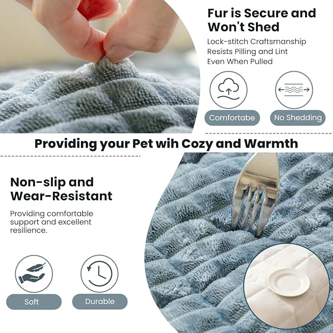 Couch Cover for Dogs Washable, Non-Slip Pet Couch Covers for Sofa, Fuzzy Dog Couch Cover Blanket Thick Soft Plush for Furniture Protector (Blue Gray, 27.6" x 47.2"/70 x 120cm)