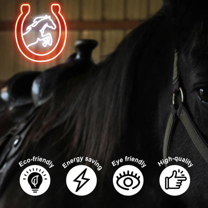 Horse Neon Sign for Wall Kentucky Derby Preakness Stakes Decoration Horseshoe Neon Light Cool Animal LED Sign for Bedroom Bar Man Cave Horse Racing Party Decor Western Cowboy Men Gifts