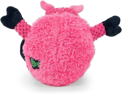 goDog Checkers Just for Me Sitting Pig Squeaky Plush Dog Toy, Chew Guard Technology - Pink, Mini