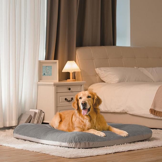 Magic Dog Super Soft Large Dog Bed, 39 Inches Orthopedic Foam Pet Beds with Anti Slip Bottom, Dog Sleeping Mattress with Removable and Washable Cover, Grey