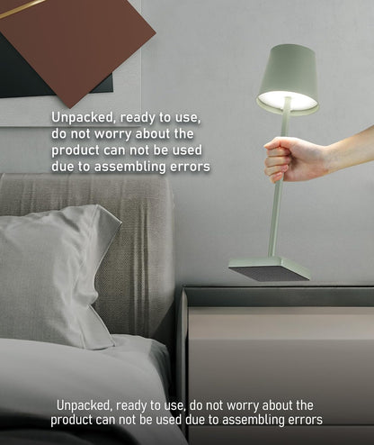 HASUN 2 Pack Cordless Table Lamp, Portable LED Desk Lamp, 5200mAh Battery Operated Lights, 3 Color Stepless Dimming Up, Night Light for Bedroom/Date/Bars/Cafe/Camping (Green 2Pack)
