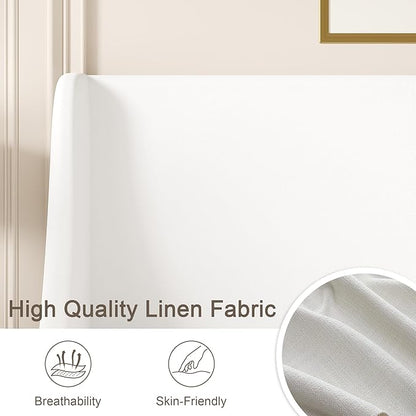 VECELO Full Bed Frame with Upholstered Wingback Headboard, Heavy-Duty Platform Bedframe with Charging Station, Wooden Slats, No Box Spring Needed, White