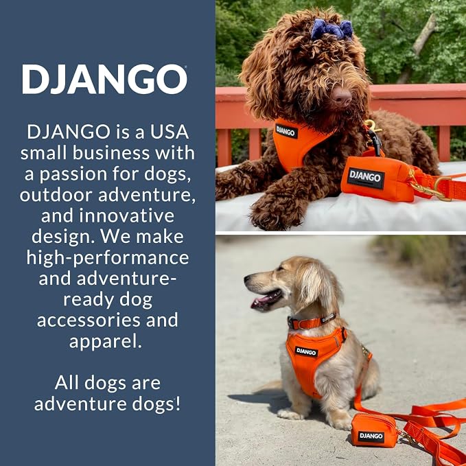 Adventure Dog Harness - Stylish, & Durable Small Dog Harness for Outdoor Adventures and Everyday Wear - Sunset Orange Neoprene Adjustable Harness for Dogs with Reflective Piping & Brass D-Ring