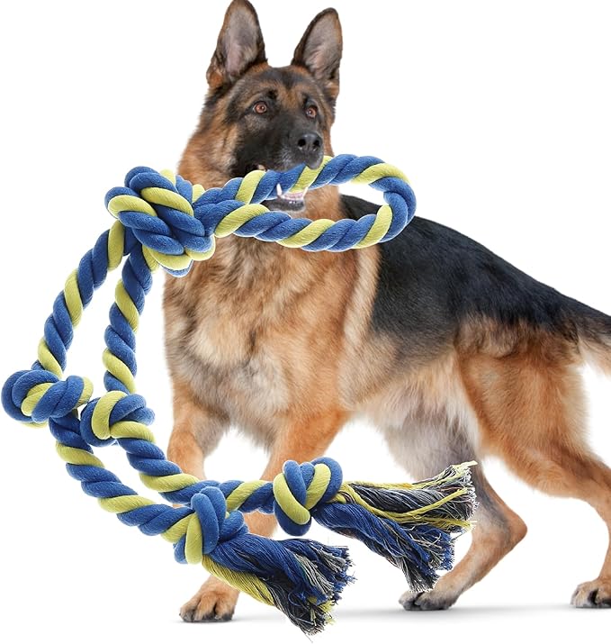 Rope Toy for Dogs，Large Dog Rope Toys for Aggressive Chewers, Heavy Duty Dog Toys for Large Medium Breed, Indestructible Tough Chew Toys Tug of War Dog Toy Cotton Rope for Teeth Cleaning