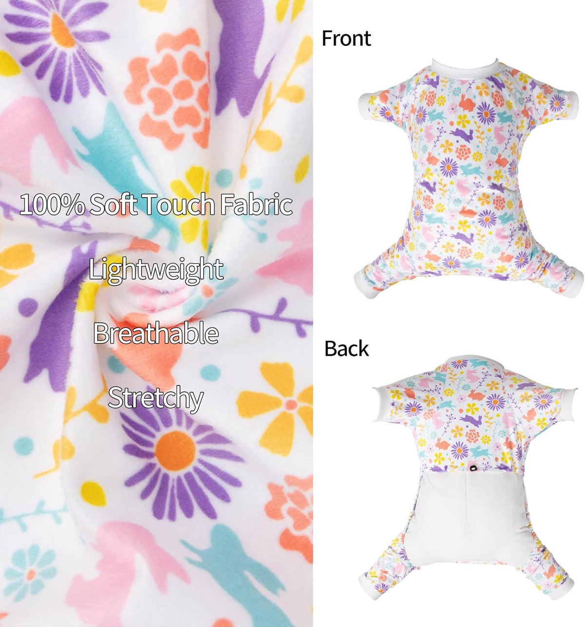 CuteBone Small Dogs Outfit Soft Puppy Onesies Pjs Dog Easter Rabbit Pajamas Pet Coat Cat Apparel Comfy Doggie Jumpsuit Bodysuit for All Seasons P276XS
