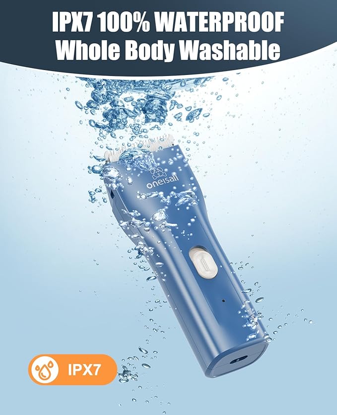oneisall Pet Clipper for Cat Matted Hair, Pet Shaver for Cats Quiet Pet Clippers Waterproof Cordless Cat Clippers for Matted Hair Long Hair with Storage Bag (Blue)
