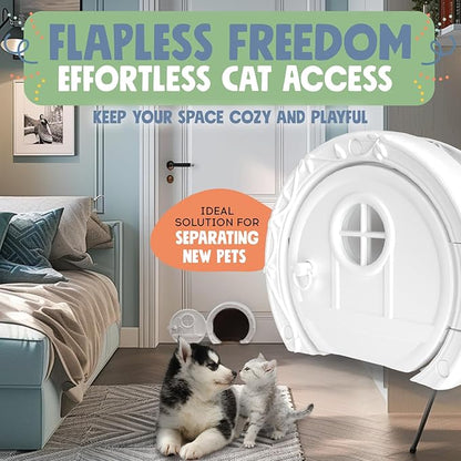Gnome® Door Cat Door for Interior Doors - Stylish & Functional with No Flap, Lockable, and Easy Installation, Spacious Large Kitty Door for Cats Up to 20 lbs, Private and Comfortable Pet Door