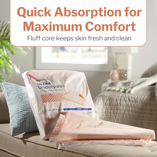 McKesson Underpads Bed Pads, Elderly, Heavy Absorbency, 36 x 36 in, 5 ct | Baby Changing, Pee Pads, Adult Incontinence Bed Pads, Chux
