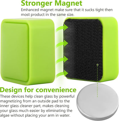 Magnetic Aquarium Fish Tank Glass Algae Scrapers Glass Cleaner Scrubber Clean [Compact, Scratch-Free, Non-Slip, Emhanced Magnet]