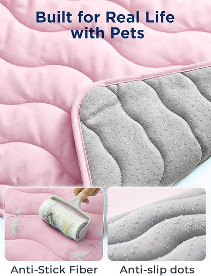 furrybaby Dog Cooling Mat for Large Dogs, 43"x32" Self Cooling Pet Cooling Mat for Dogs & Cats, QMAX>0.5, Thickened Cool Fiber, Cooling pad for Dog Bed, Durable Portable Indoor/Outdoor Summer,Pink