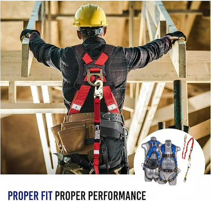 Fall Protection Hammerhead Kit I 5pt Safety Harness, 6' Double Leg Lanyard, 18" D-Ring Extender (Blue - 2XLG)