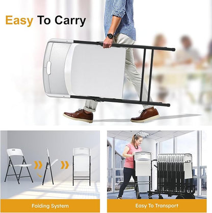 16 Pack Folding Chairs, 700lbs Capacity Heavy Duty Folding Chair with Reinfoced Steel Frame for Indoor/Outdoor Use, White Plastic Foldable Chairs for Party, Patio, Meeting, Wedding and School