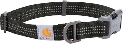 Carhartt Nylon Webbing Dog Collar, Fully Adjustable W/Durable Side Release Buckle, Black, Medium