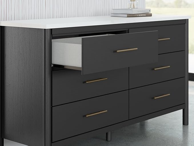 Signature Design by Ashley Cadmori Bohemian 6-Drawer Dresser with Safety Stop, Black & White