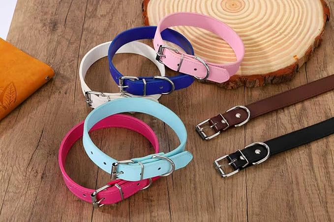 Light Blue Soft Leather Dog Collar for Small,Medium, Large Dog, Comfortable and Adjustable (Wide: 0.75'' for Dog's Neck: 10''~14'', Light Blue, M)