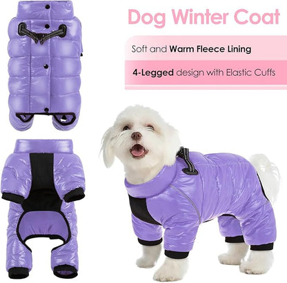 AOFITEE Dog Coat, Waterproof Dogs Jacket for Winter, Warm Fullbody Small Dog Snowsuit, Winter Coat for Small Dogs, Zip Up Pet Puffer Jacket Fleece Vest, Outdoor Reflective Pet Snow Jackets, XXL