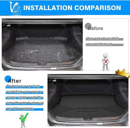 Cartist Cargo Liner for Honda Civic 2012-2015 All Weather Trunk Liner Odorless High Side 3D Anti-Slip Trunk Floor Mat