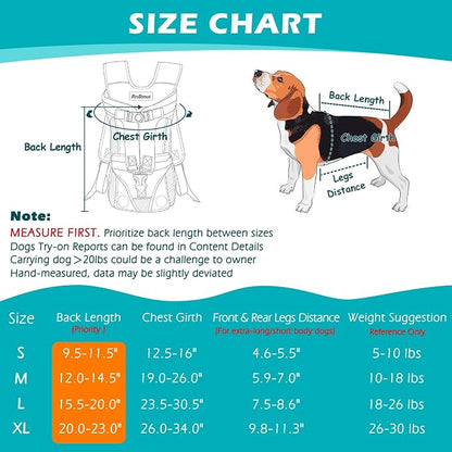 PetBonus Dog Front Carrier Backpacks, Legs Out Easy-fit Puppy Chest Carrier | Hands Free, Adjustable, Safety Strap, Walking Hiking Cycling Motorcycle bag, For Small Medium Dogs (Grey, M)
