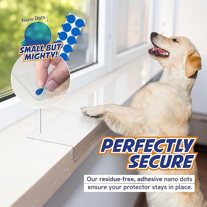 Panther Armor Window Sill Protector 2 Pack, Window Sill Cover and Windowsill Protector for Dogs and Cats, Clear Window Ledge Protector, Fits 29.5 x 3.25 Inch Sills, Easy Stick On Install, Regular