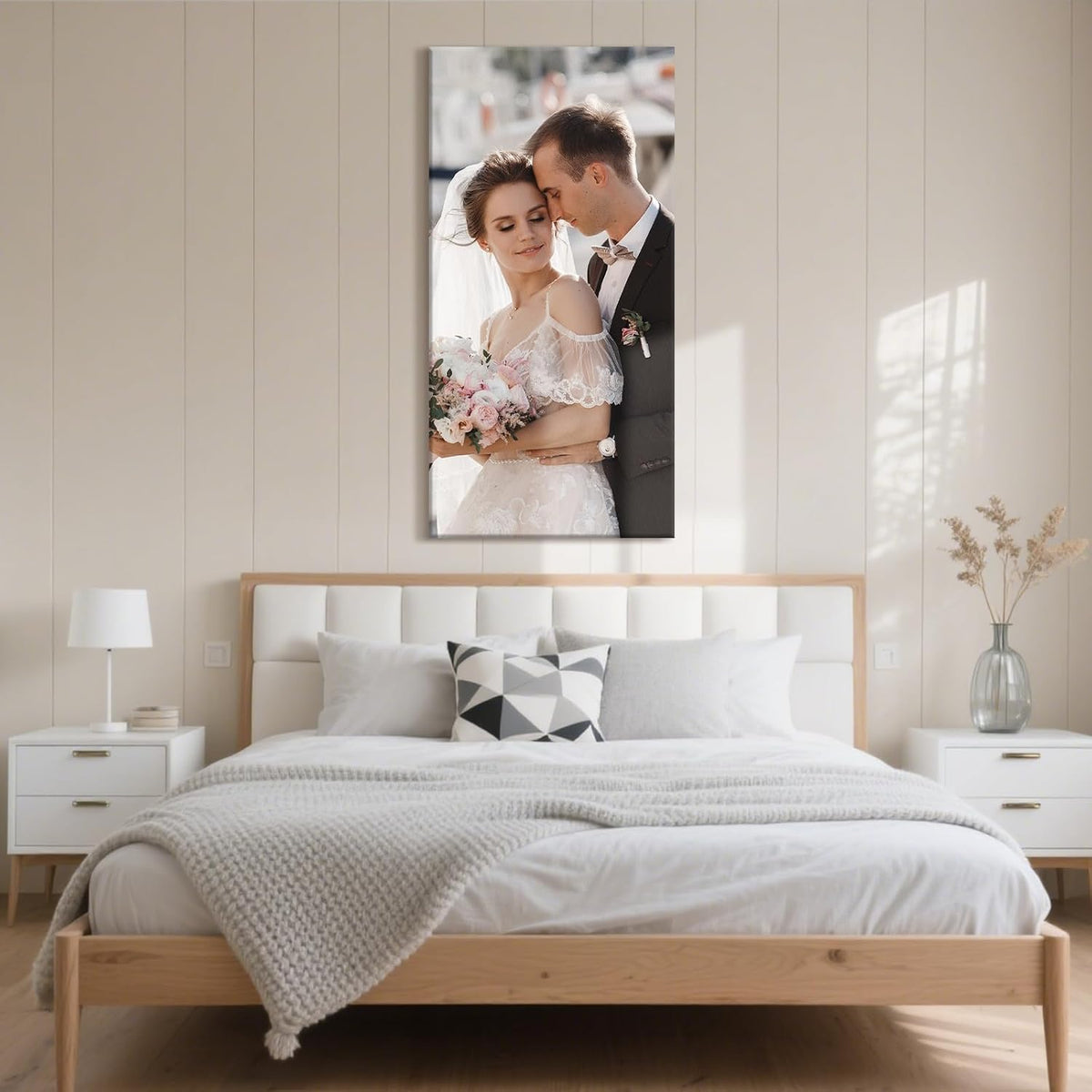 Personalized Custom Canvas Prints with Your Photos & Text, Customized Picture Print, Transform Own Images Into Framed Wall Art Digitally Printed Photo to Canvas, Keepsakes Gifts for Family 24x48’’