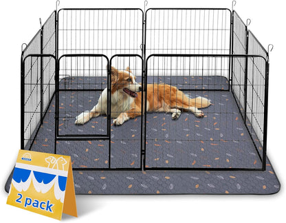 Sunheir Washable Pee Pads for Dogs Extra Large 48" x 60" 2-Pack, Reusable Puppy Pads Pet Training Pads for Dog Playpen Indoor, Waterproof Dog Pee Pads for Puppy Playpen, Whelping Pad - Deep Grey