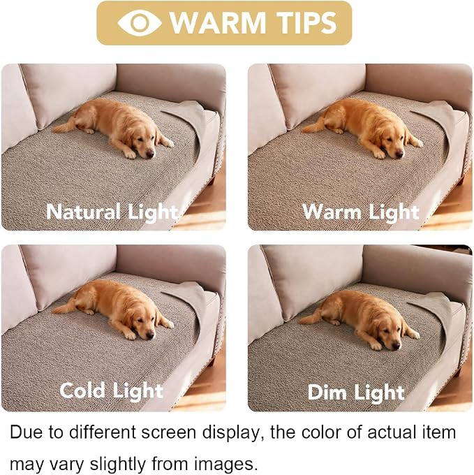 H.VERSAILTEX Non Slip Pet Couch Cover Chenille Dog Bed Protector Thick Soft Sofa Slipcover Pet Friendly Washable Couch Cushion Covers for Pets (52" x 82", Taupe)