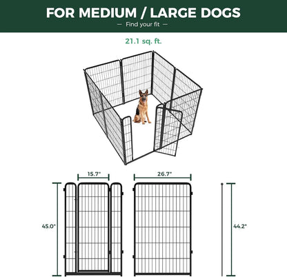 FXW Homeplus Unleashed Indoor Dog Playpen - Stress-Free and Safe Play, Heavy Duty 45 Inch 8 Wire Panels Dog Pen for Large Dogs, Black│Patented