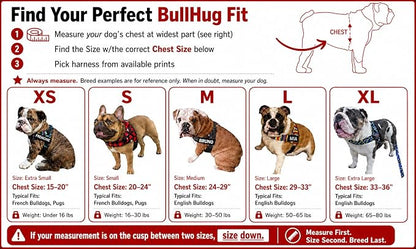 Adjustable Dog Harness– No Pull, No Choke – for English Bulldogs, French Bulldogs, Pugs & Broad-Chested Breeds – Easy, Safe Walks (Purple Floral, XL)