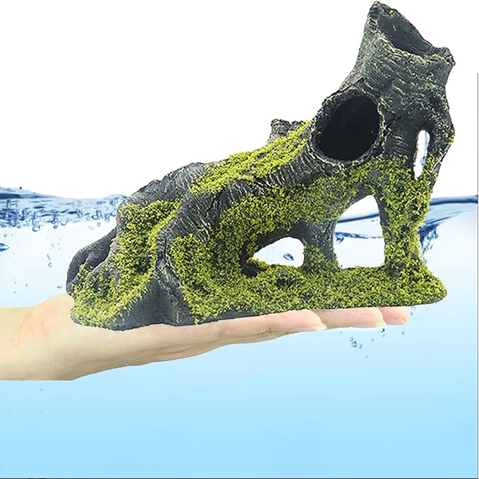 Aquarium Artificial Tree Hole Resin Aquarium Ornament, Resin Tree Stump Branch for Reptile Habitat Decoration, Tree Trunk Fish Tank Decoration Aquarium Hideaway Rock Cave House Hide Hut