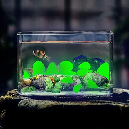 Glow Pebbles Green, 300 pcs Green Glowing Rocks for Outdoor Decor, Garden Lawn Yard, Aquarium, Walkway, Fish Tank, Pathway, Luminous Pebbles Powered by Light or Solar-Recharge Repeatedly