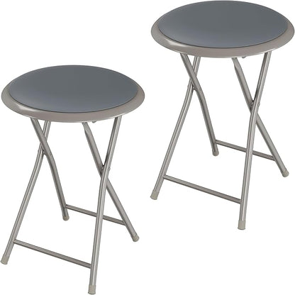 Lavish Home Folding Bar Stools - Set of 2 Heavy-Duty 18-Inch Stool - 225lb Capacity and Padded Seats for Dorm, Recreation or Game Room (Gray)